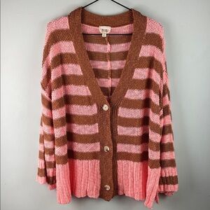BiBi Cardigan in Pink and Brown Stripes Size S